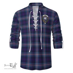 ScotsTee Shop Scottish Nevoy Clan Crest Tartan Mens Scottish Jacobite Ghillie Casual Shirt