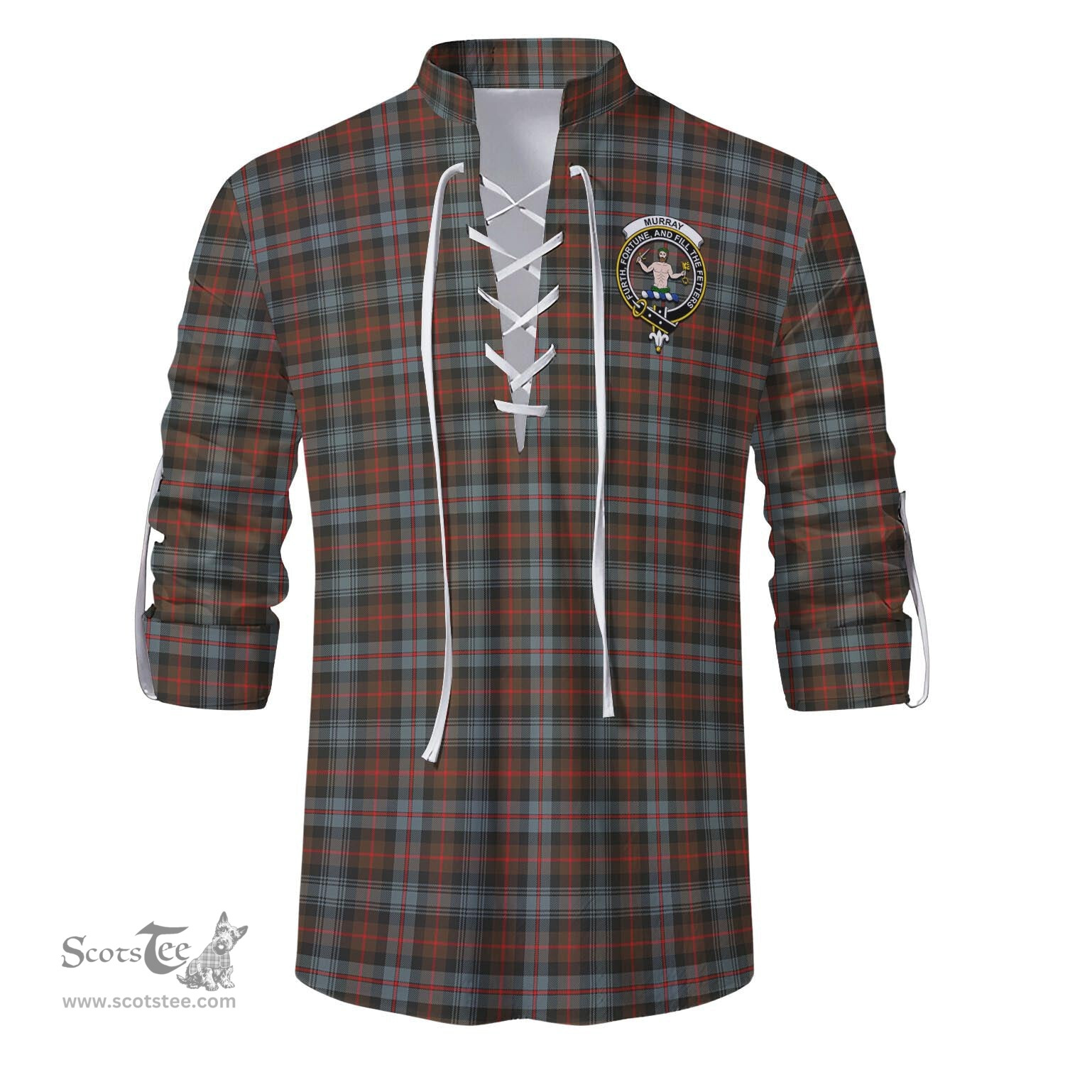 ScotsTee Shop Scottish Murray of Atholl Weathered Clan Crest Tartan Mens Scottish Jacobite Ghillie Casual Shirt
