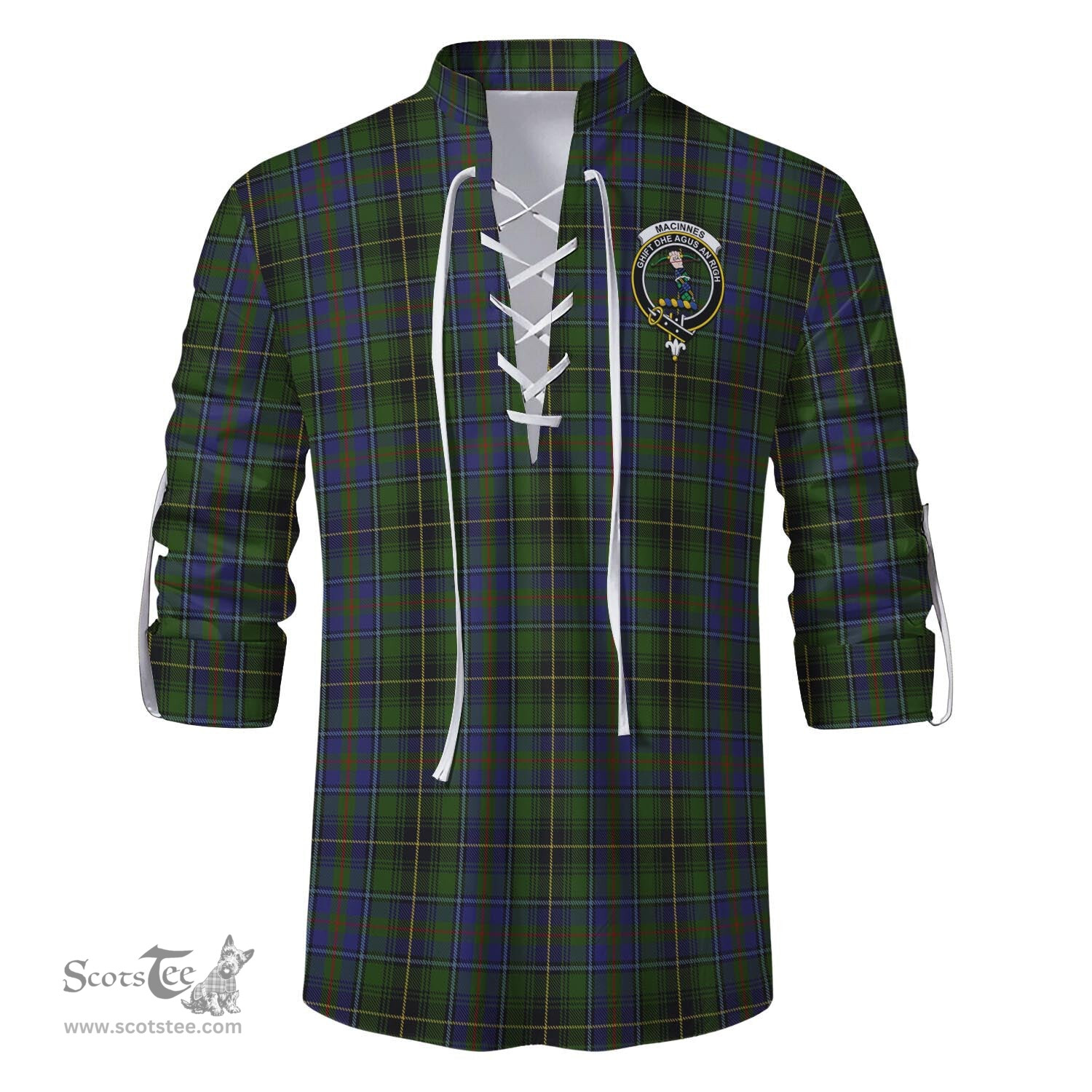 ScotsTee Shop Scottish MacInnes Clan Crest Tartan Mens Scottish Jacobite Ghillie Casual Shirt