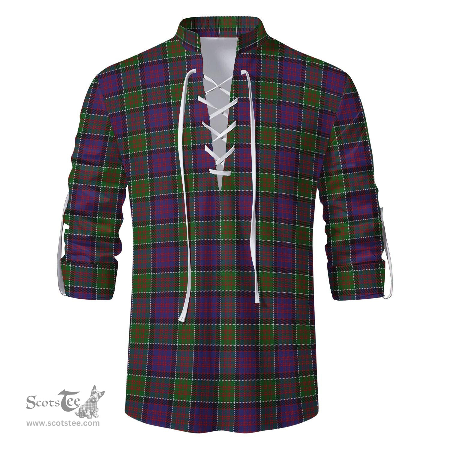 ScotsTee Shop Scottish MacDonald of Clan Ranald Modern Clan Tartan Mens Scottish Jacobite Ghillie Casual Shirt