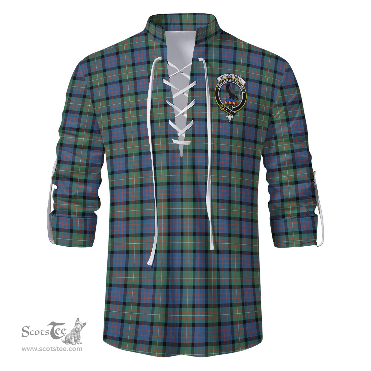 ScotsTee Shop Scottish MacDonell of Glengarry Ancient Clan Crest Tartan Mens Scottish Jacobite Ghillie Casual Shirt