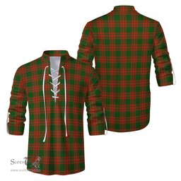 ScotsTee Shop Scottish Menzies Green Modern Clan Tartan Mens Scottish Jacobite Ghillie Casual Shirt