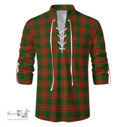 ScotsTee Shop Scottish Menzies Green Modern Clan Tartan Mens Scottish Jacobite Ghillie Casual Shirt