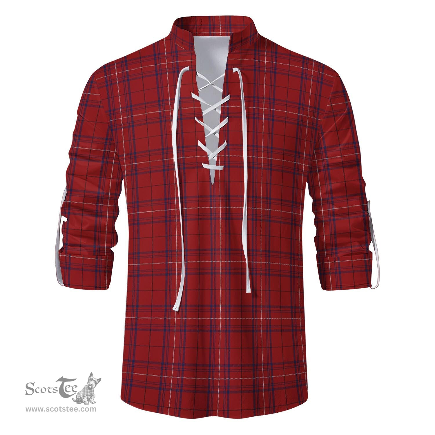 ScotsTee Shop Scottish Rose of Kilravock Clan Tartan Mens Scottish Jacobite Ghillie Casual Shirt