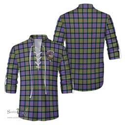 ScotsTee Shop Scottish MacDonald Ancient Clan Crest Tartan Mens Scottish Jacobite Ghillie Casual Shirt