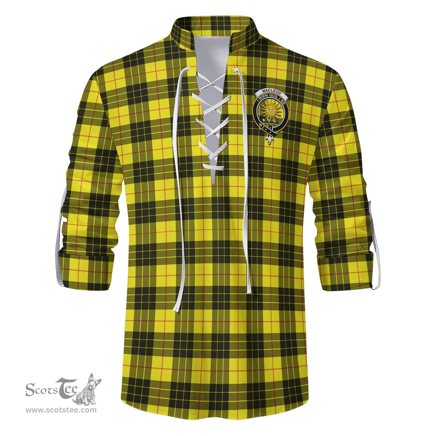 ScotsTee Shop Scottish MacLeod of Lewis Modern Clan Crest Tartan Mens Scottish Jacobite Ghillie Casual Shirt