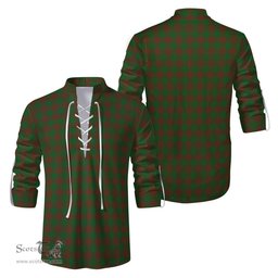 ScotsTee Shop Scottish Menzies Clan Tartan Mens Scottish Jacobite Ghillie Casual Shirt
