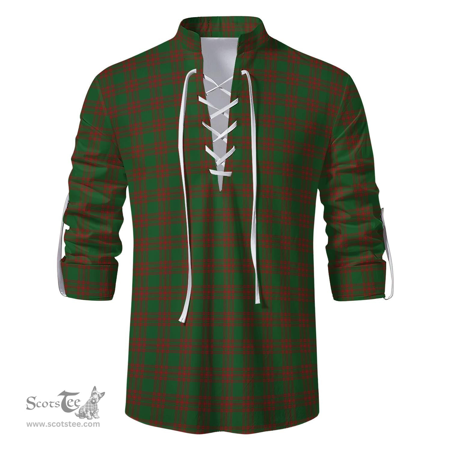 ScotsTee Shop Scottish Menzies Clan Tartan Mens Scottish Jacobite Ghillie Casual Shirt