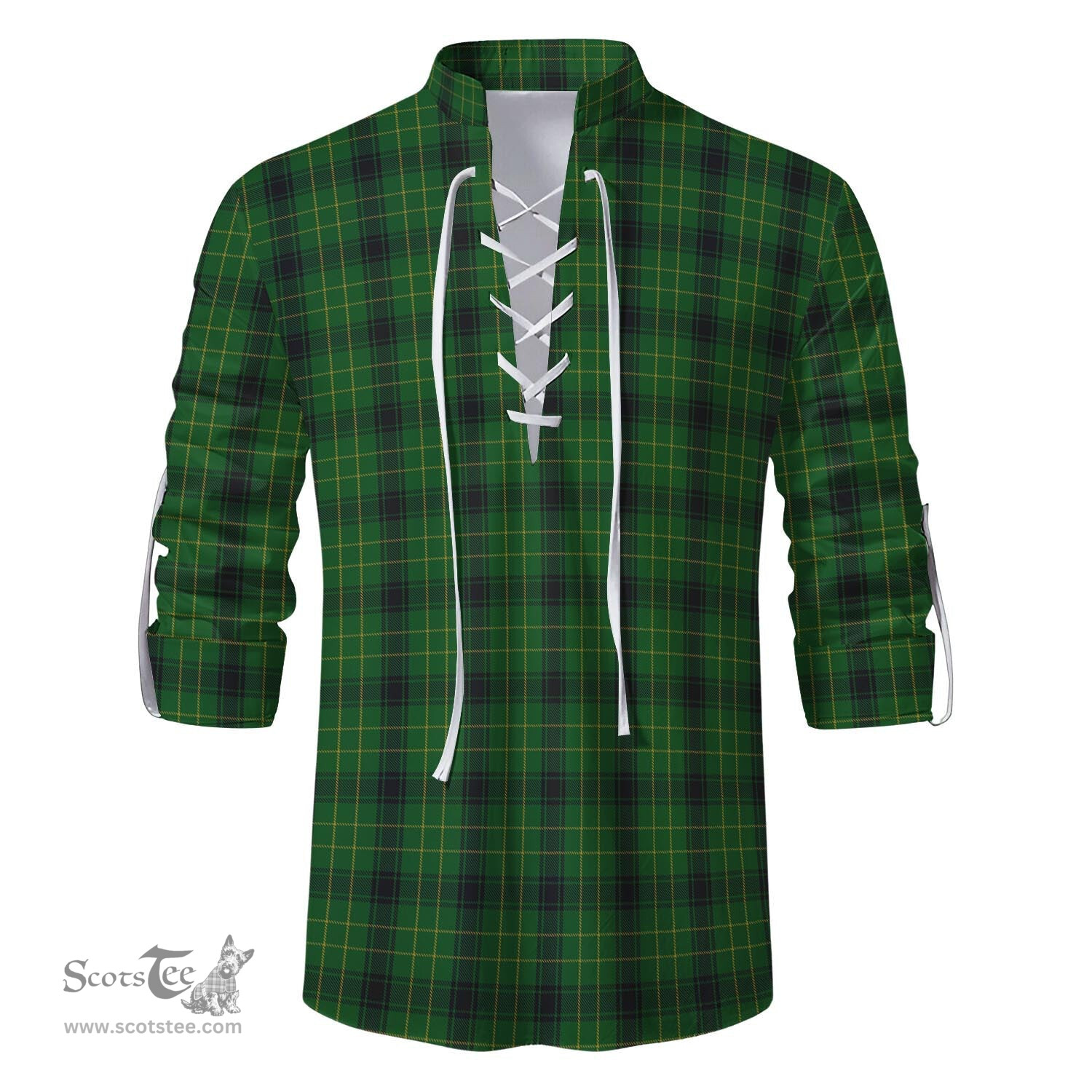 ScotsTee Shop Scottish MacArthur Highland Clan Tartan Mens Scottish Jacobite Ghillie Casual Shirt