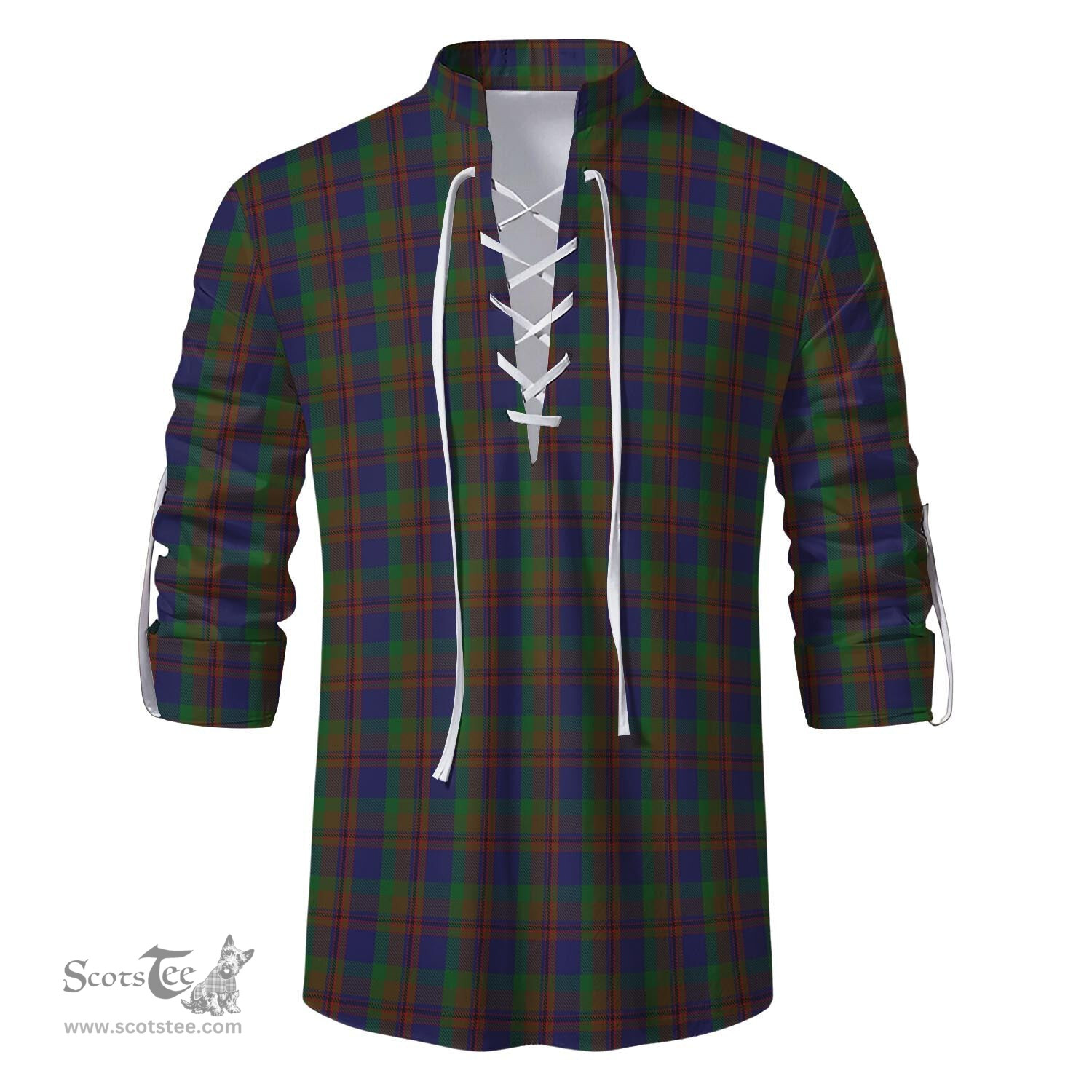 ScotsTee Shop Scottish Mann Clan Tartan Mens Scottish Jacobite Ghillie Casual Shirt