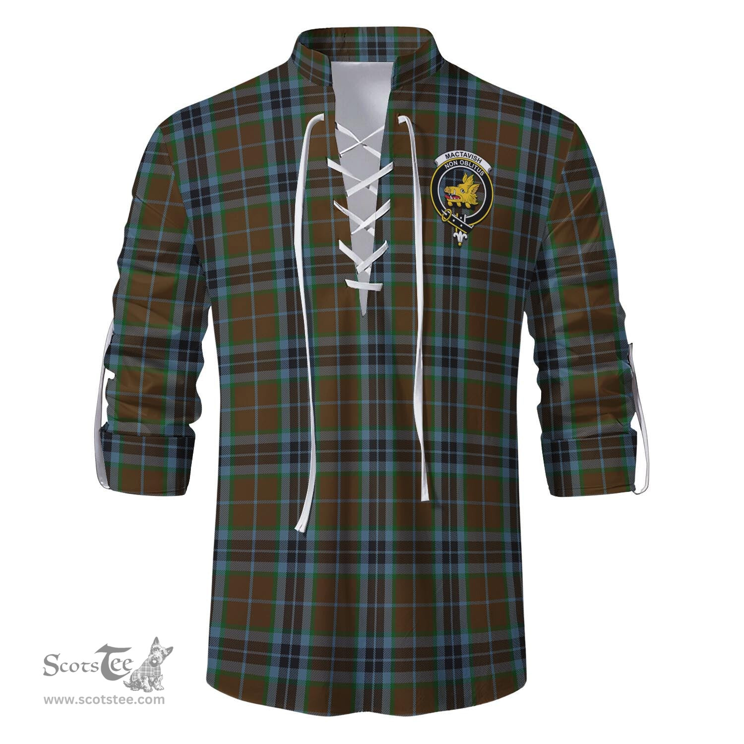 ScotsTee Shop Scottish MacTavish Hunting Clan Crest Tartan Mens Scottish Jacobite Ghillie Casual Shirt