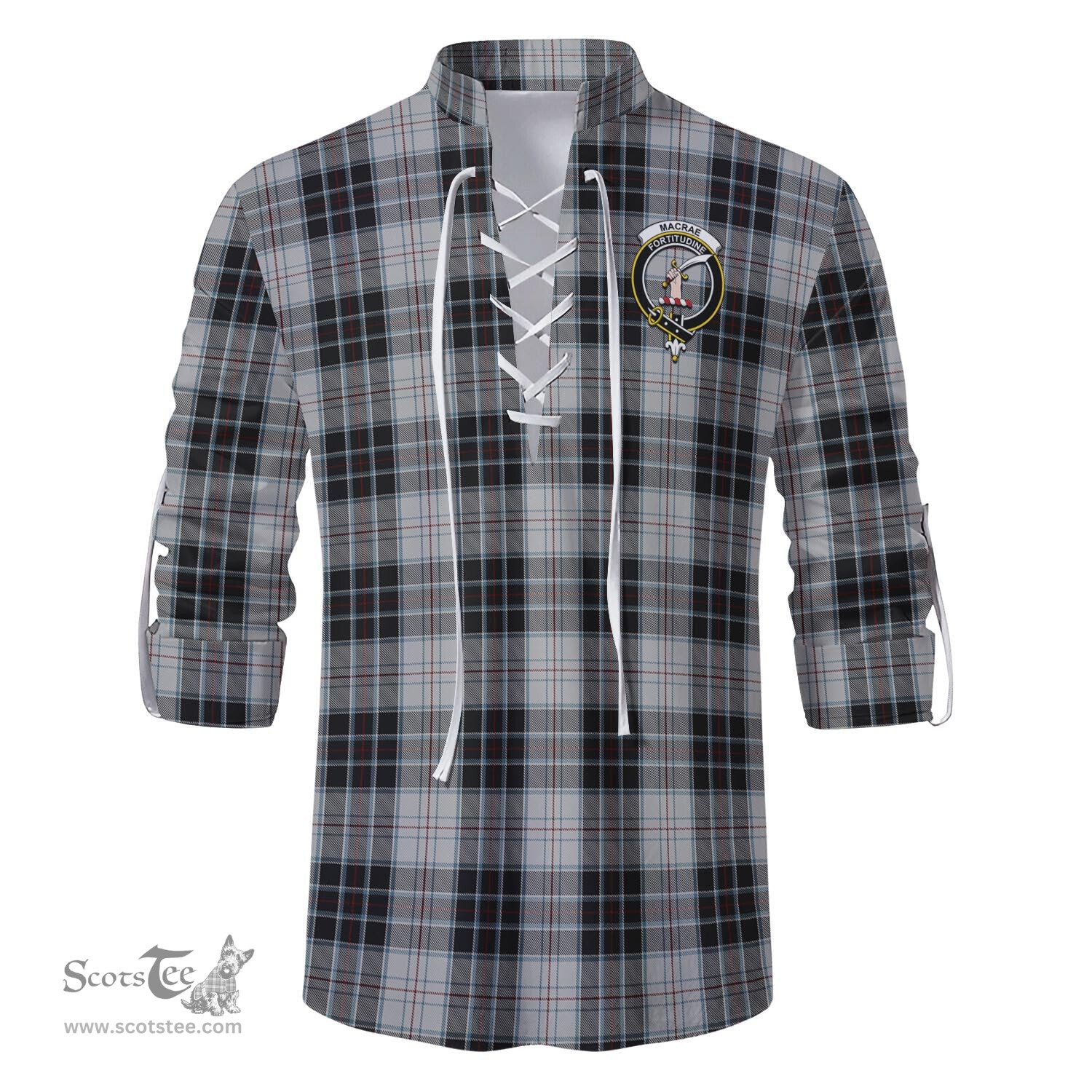 ScotsTee Shop Scottish MacRae Dress Clan Crest Tartan Mens Scottish Jacobite Ghillie Casual Shirt