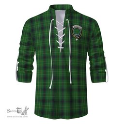 ScotsTee Shop Scottish MacArthur Highland Clan Crest Tartan Mens Scottish Jacobite Ghillie Casual Shirt
