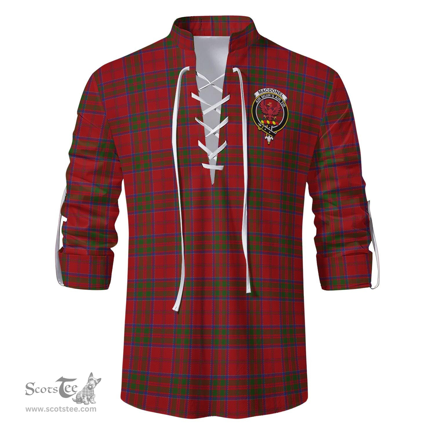 ScotsTee Shop Scottish MacDonell of Keppoch Clan Crest Tartan Mens Scottish Jacobite Ghillie Casual Shirt