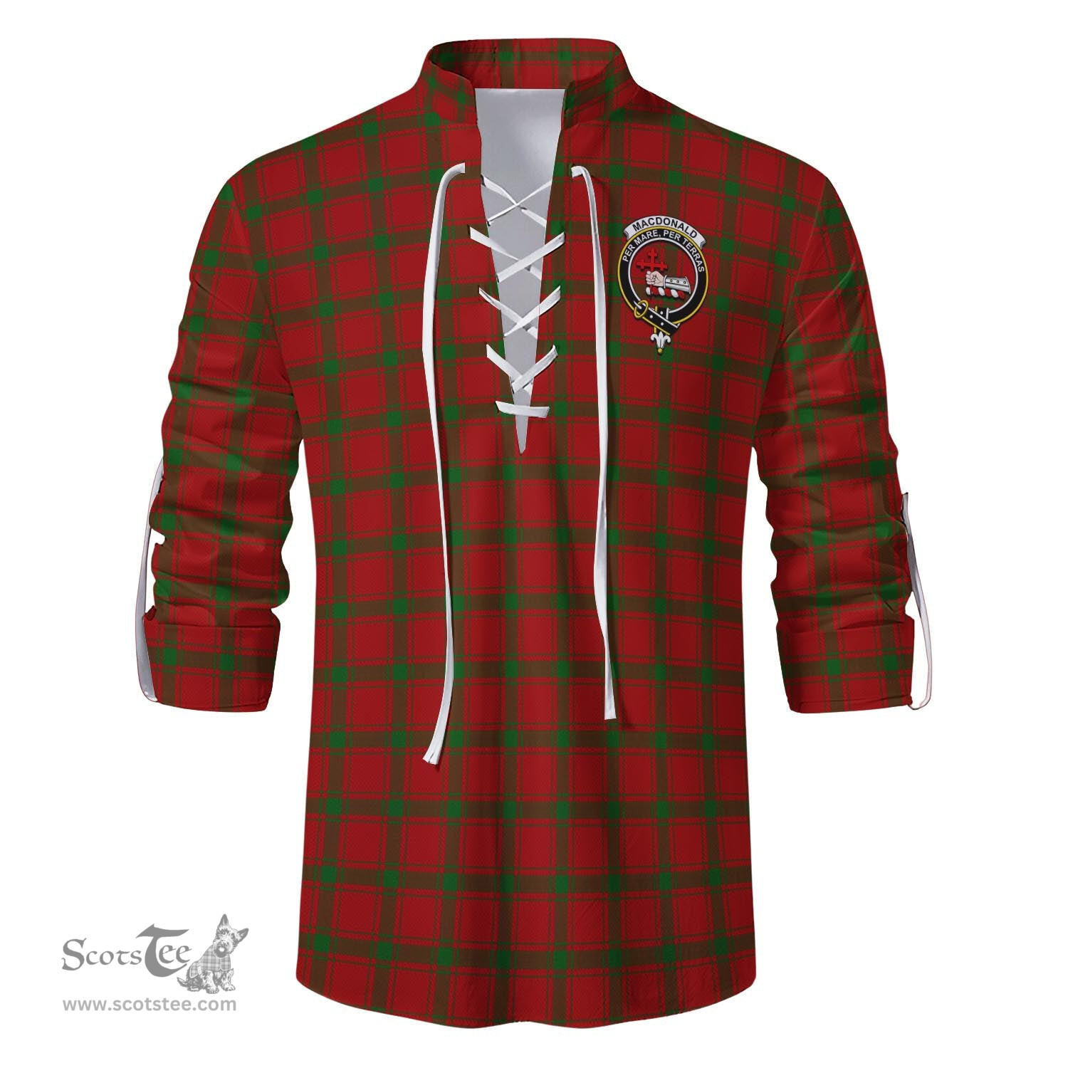 ScotsTee Shop Scottish MacDonald of Sleat Clan Crest Tartan Mens Scottish Jacobite Ghillie Casual Shirt