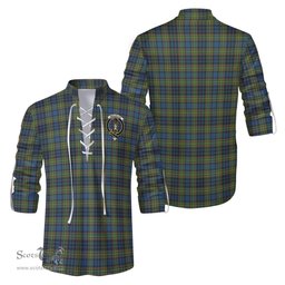 ScotsTee Shop Scottish MacLellan Ancient Clan Crest Tartan Mens Scottish Jacobite Ghillie Casual Shirt