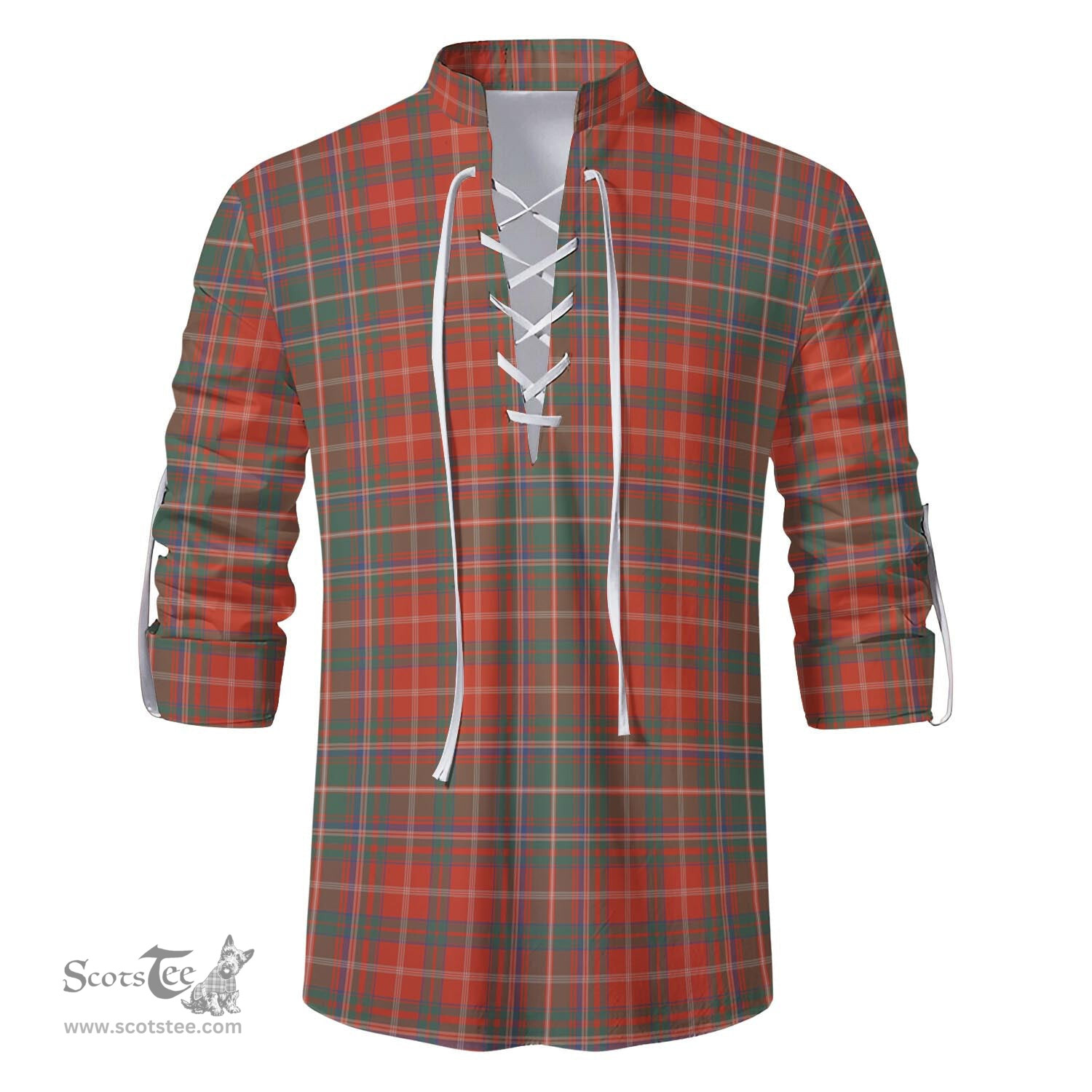 ScotsTee Shop Scottish MacDougall Ancient Clan Tartan Mens Scottish Jacobite Ghillie Casual Shirt
