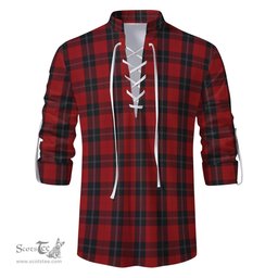 ScotsTee Shop Scottish Ramsay Clan Tartan Mens Scottish Jacobite Ghillie Casual Shirt