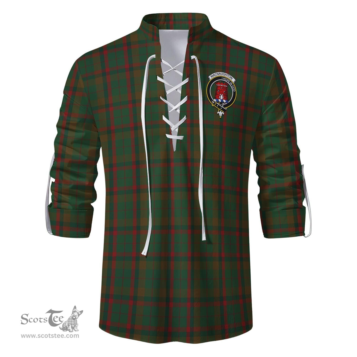 ScotsTee Shop Scottish Macnaughton Hunting Clan Crest Tartan Mens Scottish Jacobite Ghillie Casual Shirt