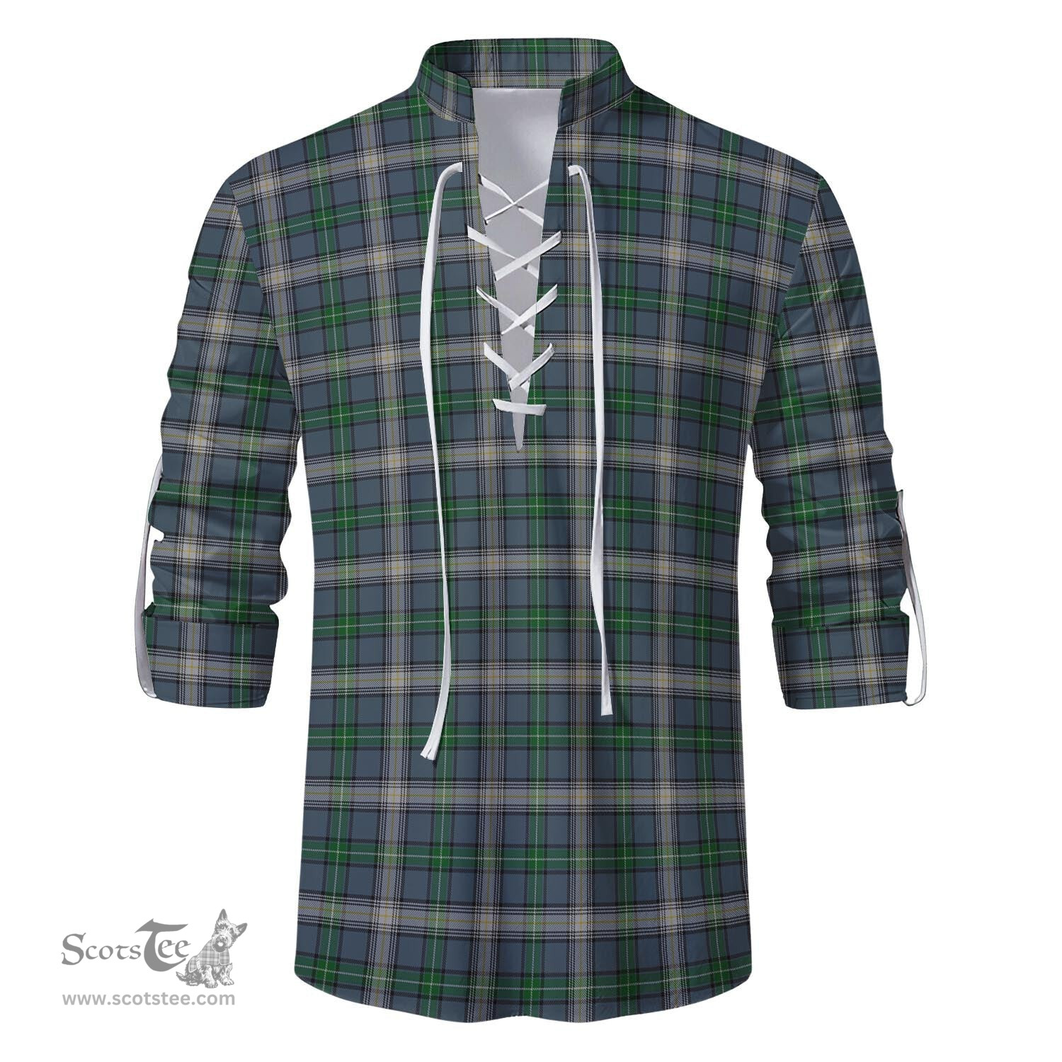 ScotsTee Shop Scottish MacDowall Clan Tartan Mens Scottish Jacobite Ghillie Casual Shirt