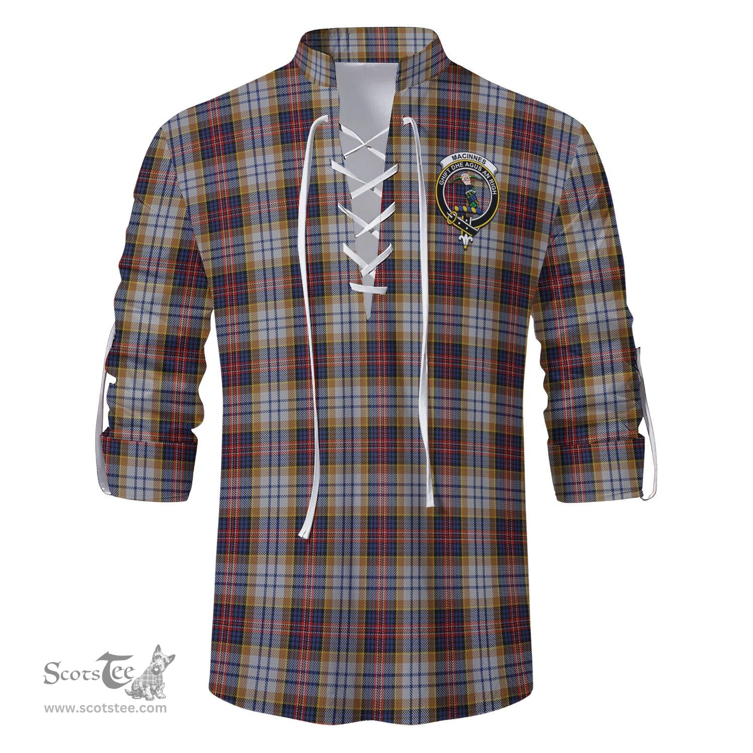 ScotsTee Shop Scottish MacInnes Ancient Hunting Clan Crest Tartan Mens Scottish Jacobite Ghillie Casual Shirt