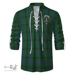 ScotsTee Shop Scottish MacKendrick Clan Crest Tartan Mens Scottish Jacobite Ghillie Casual Shirt