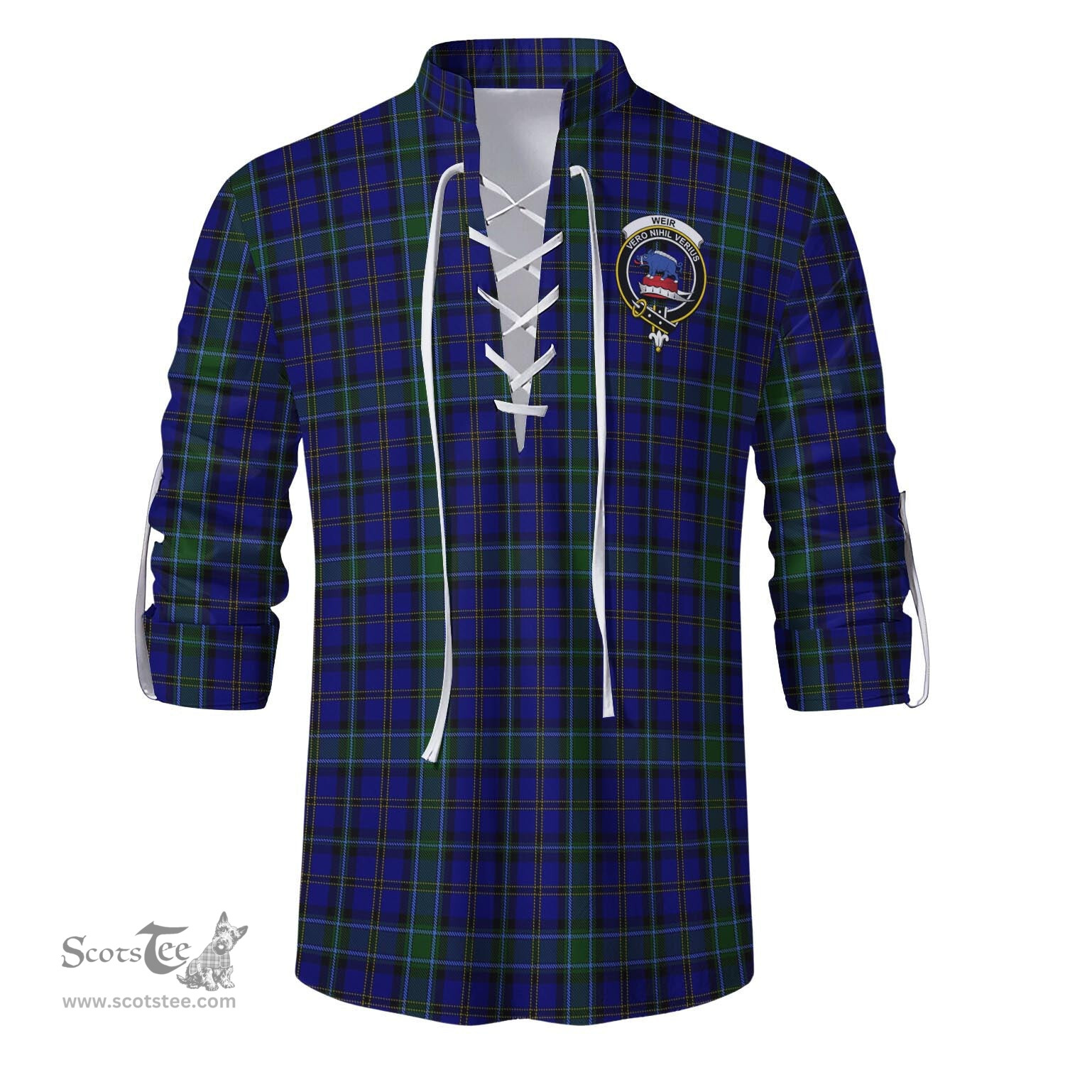 ScotsTee Shop Scottish Weir Clan Crest Tartan Mens Scottish Jacobite Ghillie Casual Shirt