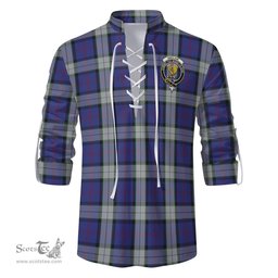 ScotsTee Shop Scottish Sinclair Dress Clan Crest Tartan Mens Scottish Jacobite Ghillie Casual Shirt