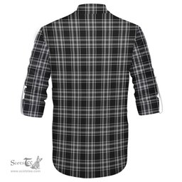 ScotsTee Shop Scottish Stewart Black and White Clan Crest Tartan Mens Scottish Jacobite Ghillie Casual Shirt