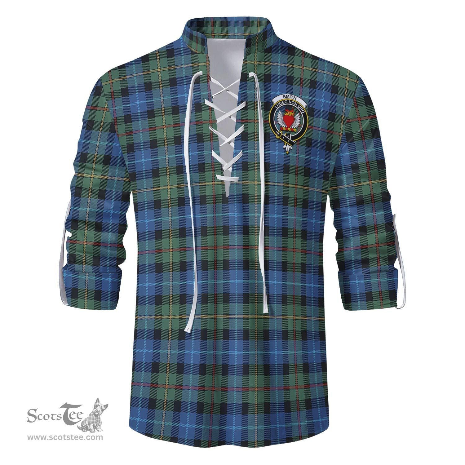 ScotsTee Shop Scottish Smith Ancient Clan Crest Tartan Mens Scottish Jacobite Ghillie Casual Shirt