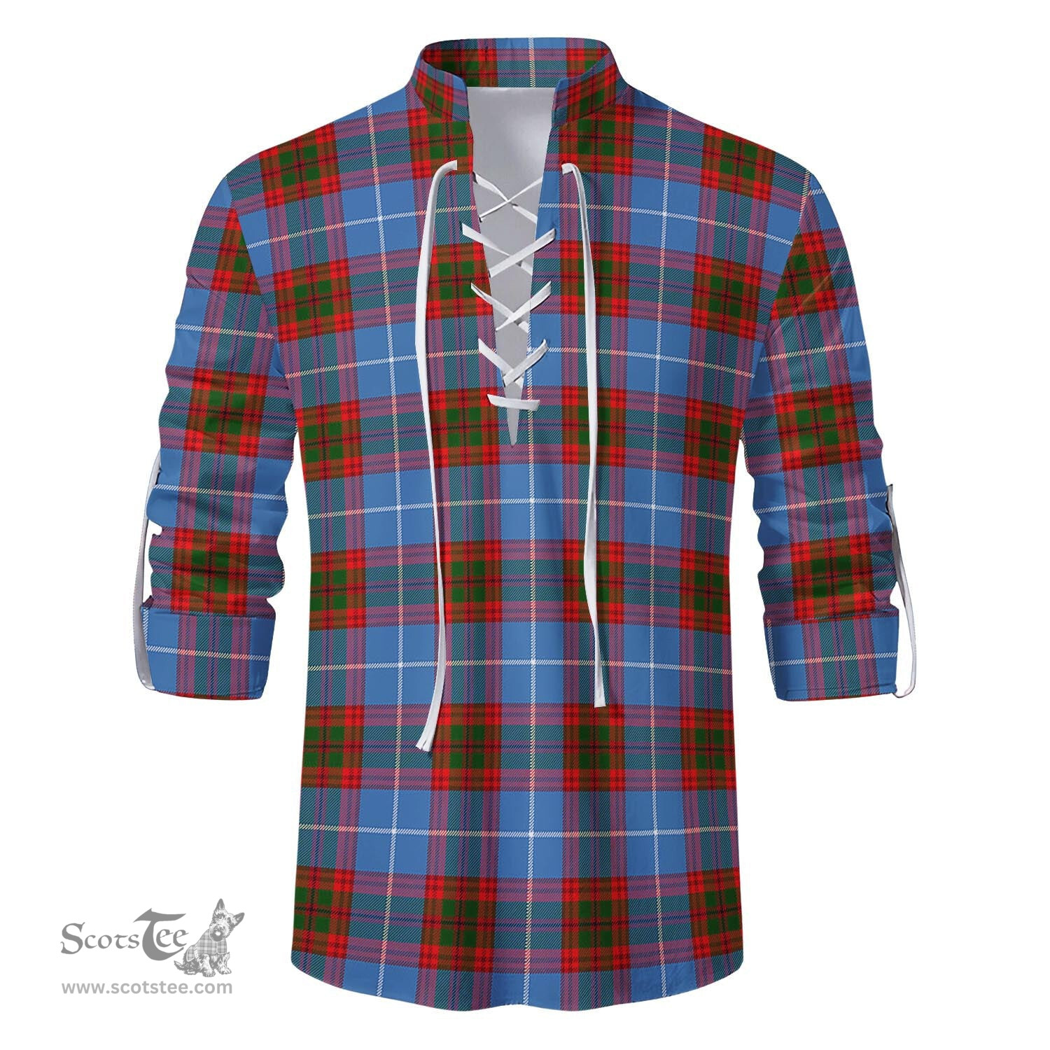 ScotsTee Shop Scottish Skirving Clan Tartan Mens Scottish Jacobite Ghillie Casual Shirt