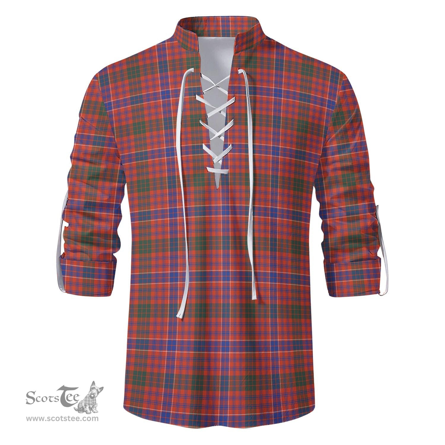 ScotsTee Shop Scottish MacRae Ancient Clan Tartan Mens Scottish Jacobite Ghillie Casual Shirt