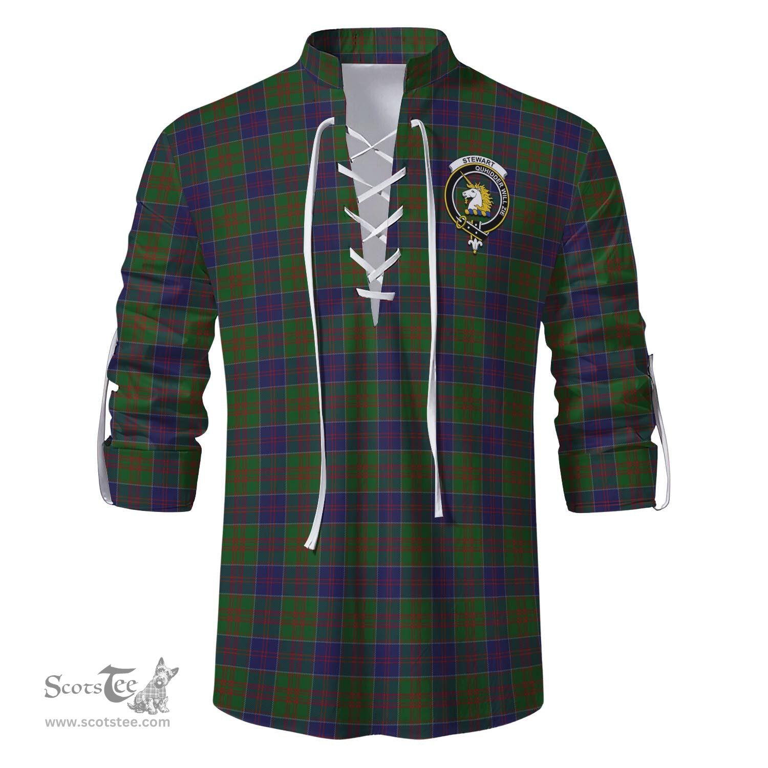 ScotsTee Shop Scottish Stewart of Appin Hunting Clan Crest Tartan Mens Scottish Jacobite Ghillie Casual Shirt