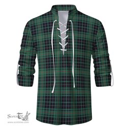 ScotsTee Shop Scottish MacAulay Hunting Ancient Clan Tartan Mens Scottish Jacobite Ghillie Casual Shirt