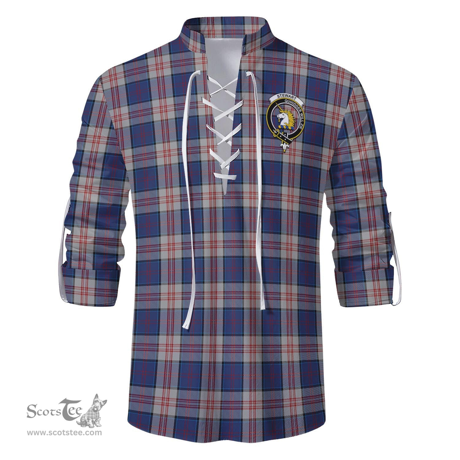 ScotsTee Shop Scottish Stewart of Appin Hunting Dress Clan Crest Tartan Mens Scottish Jacobite Ghillie Casual Shirt