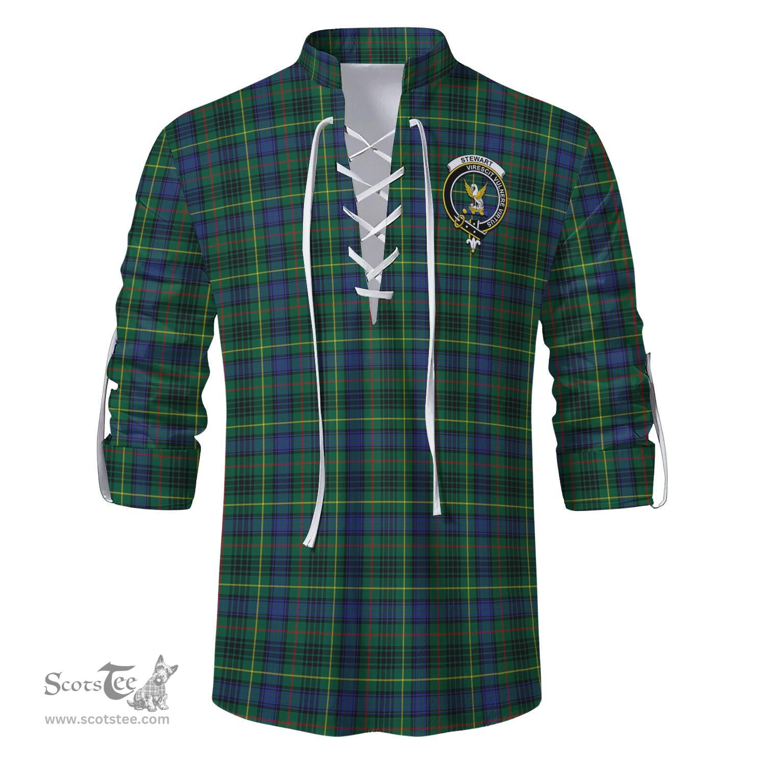 ScotsTee Shop Scottish Stewart Hunting Modern Clan Crest Tartan Mens Scottish Jacobite Ghillie Casual Shirt