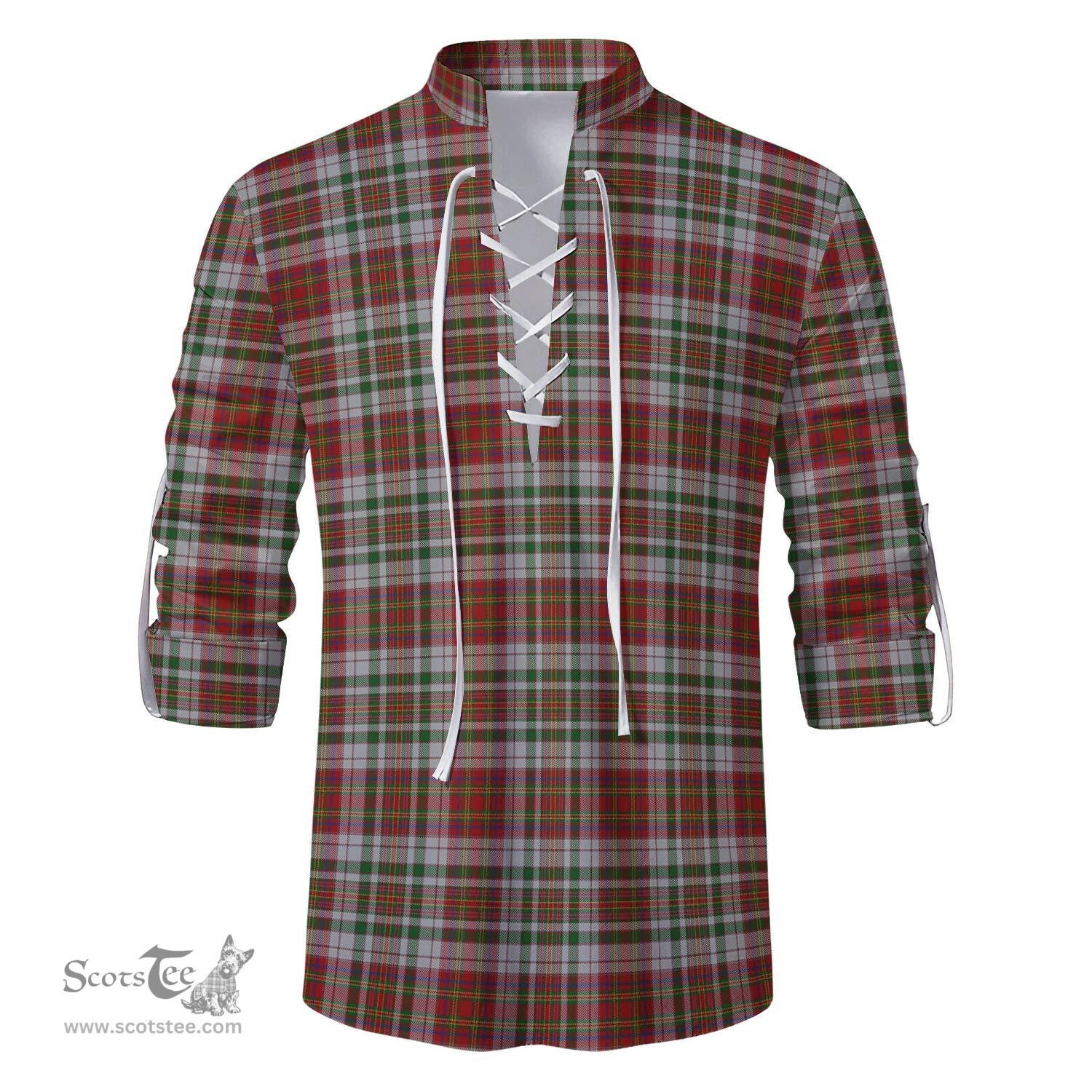 ScotsTee Shop Scottish MacAlister Dress Clan Tartan Mens Scottish Jacobite Ghillie Casual Shirt
