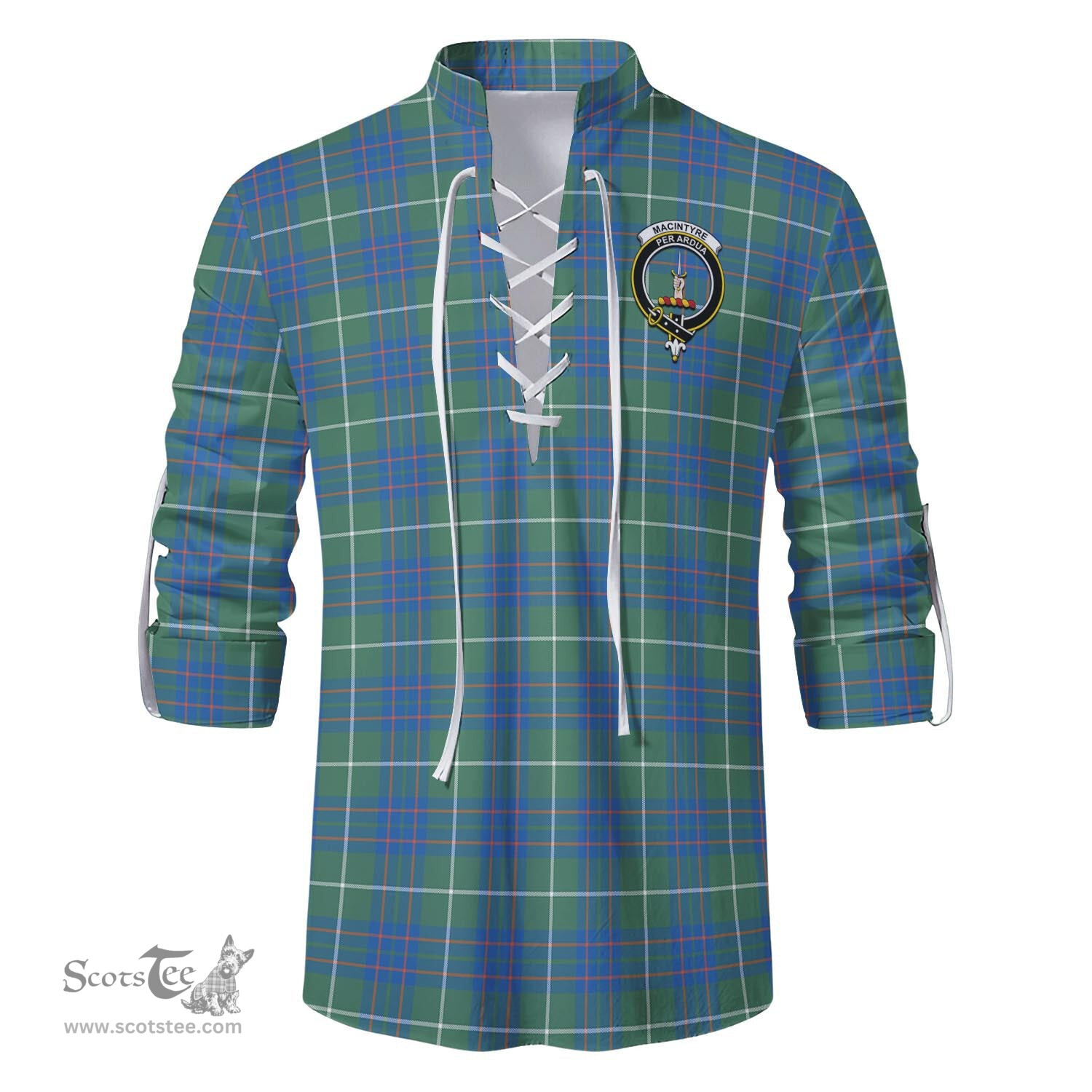 ScotsTee Shop Scottish MacIntyre Hunting Ancient Clan Crest Tartan Mens Scottish Jacobite Ghillie Casual Shirt