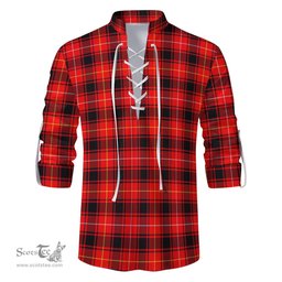 ScotsTee Shop Scottish MacIver Modern Clan Tartan Mens Scottish Jacobite Ghillie Casual Shirt