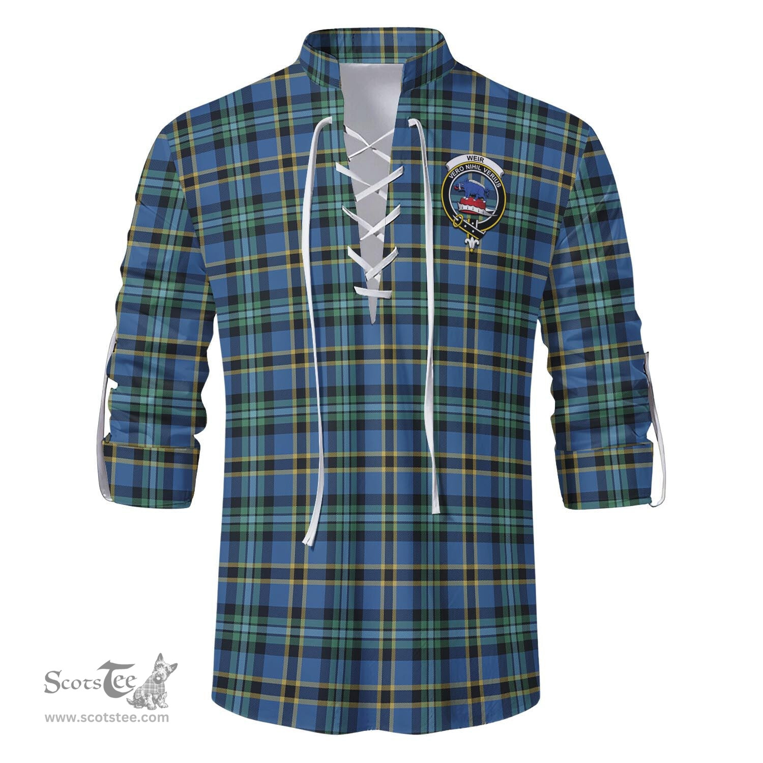 ScotsTee Shop Scottish Weir Ancient Clan Crest Tartan Mens Scottish Jacobite Ghillie Casual Shirt