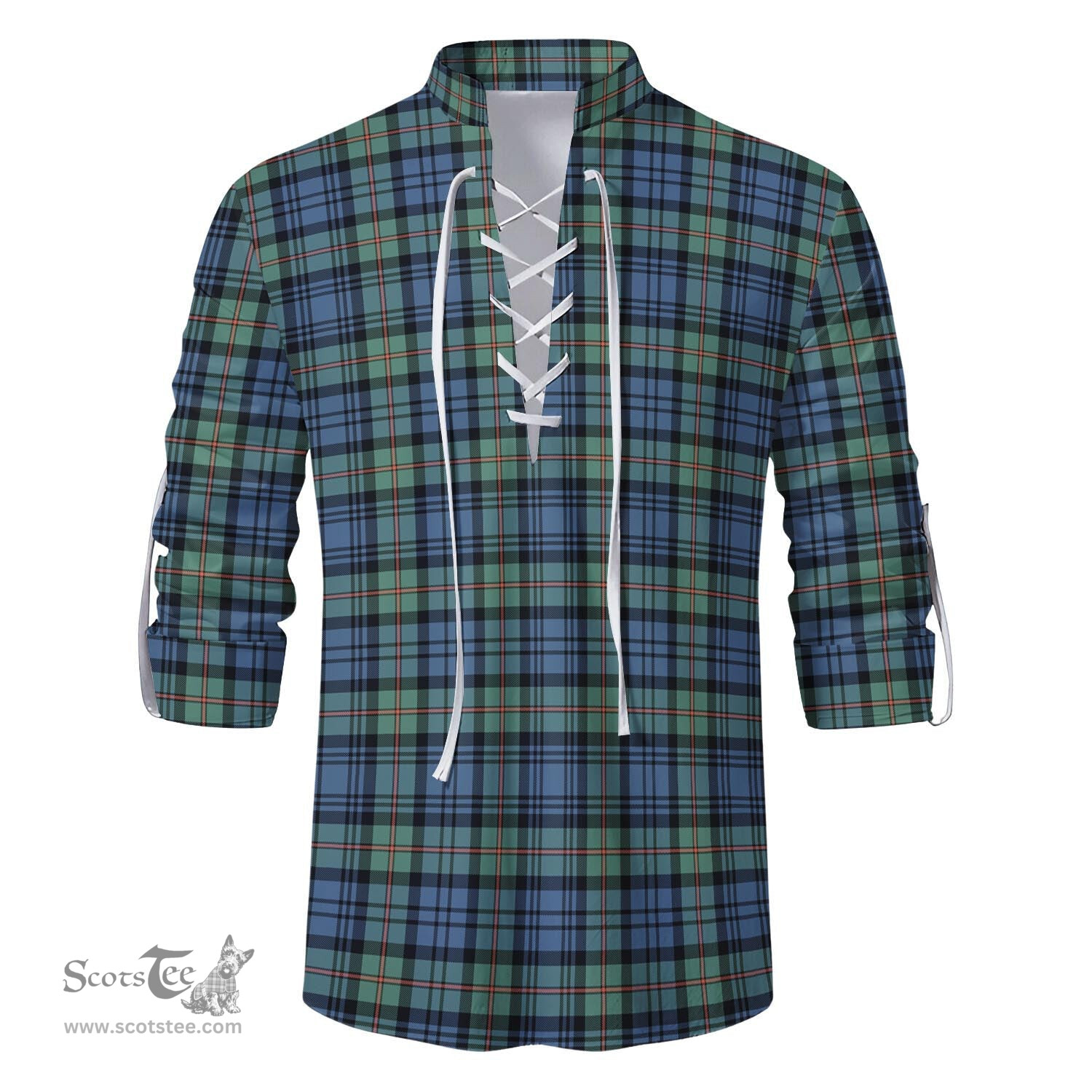 ScotsTee Shop Scottish MacKinlay Ancient Clan Tartan Mens Scottish Jacobite Ghillie Casual Shirt