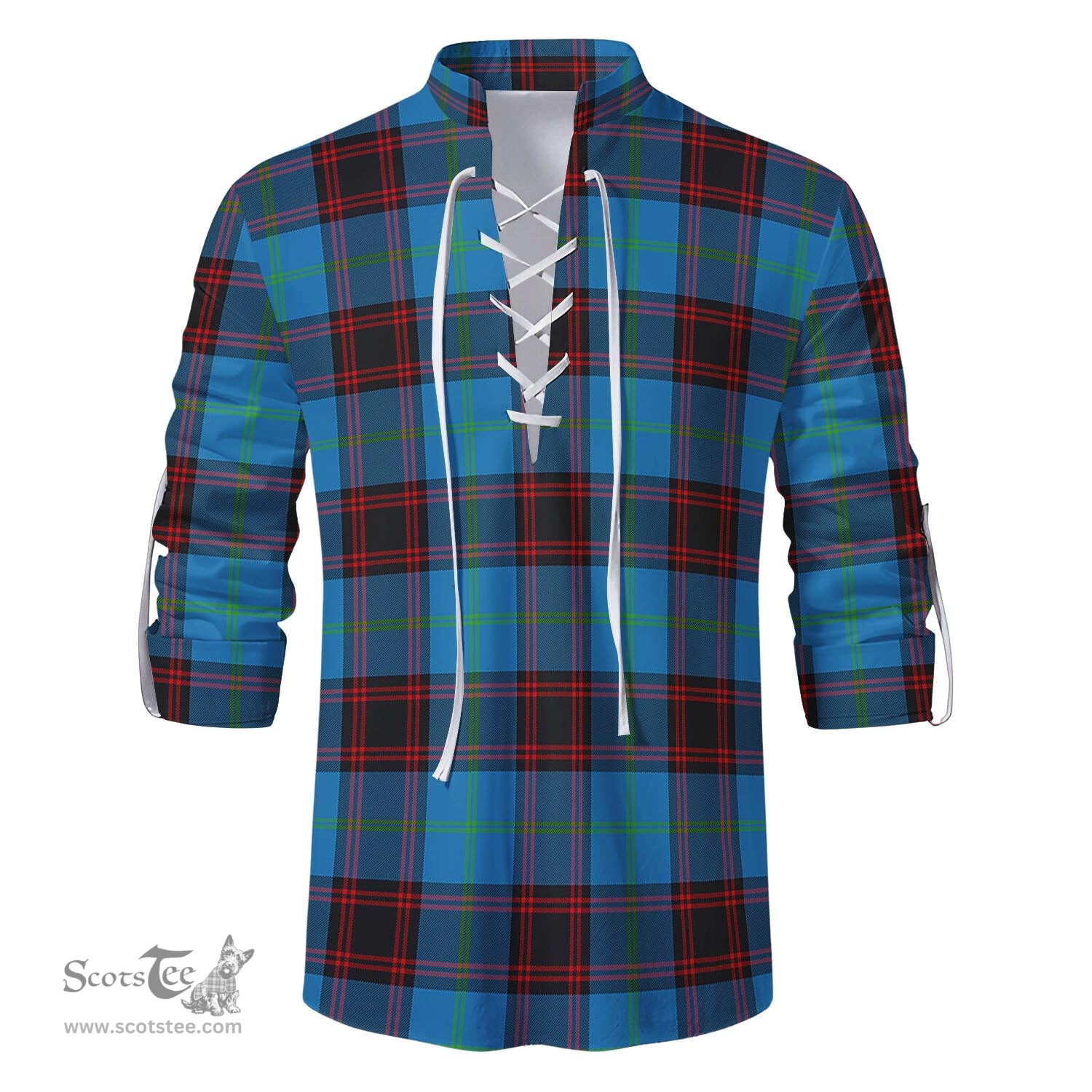 ScotsTee Shop Scottish Wedderburn Clan Tartan Mens Scottish Jacobite Ghillie Casual Shirt