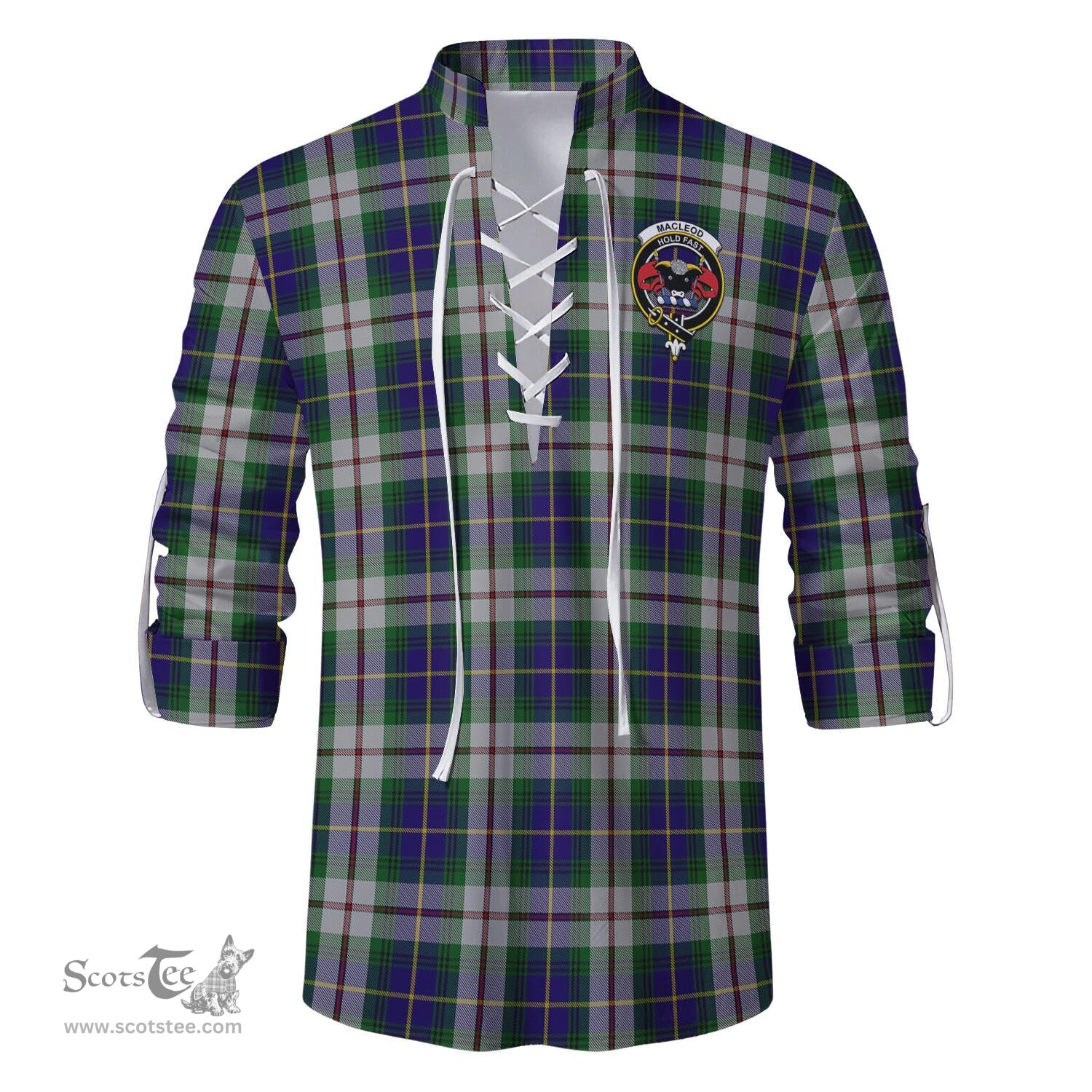 ScotsTee Shop Scottish MacLeod Of Californian Clan Crest Tartan Mens Scottish Jacobite Ghillie Casual Shirt