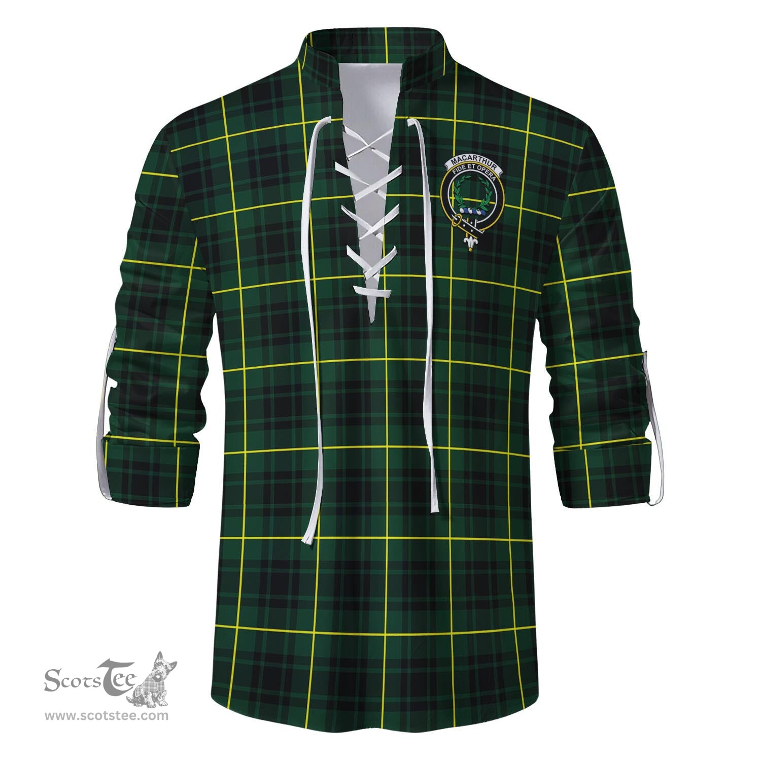 ScotsTee Shop Scottish MacArthur Modern Clan Crest Tartan Mens Scottish Jacobite Ghillie Casual Shirt