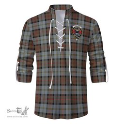 ScotsTee Shop Scottish MacLeod of Harris Weathered Clan Crest Tartan Mens Scottish Jacobite Ghillie Casual Shirt