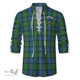 ScotsTee Shop Scottish Stirling Clan Crest Tartan Mens Scottish Jacobite Ghillie Casual Shirt