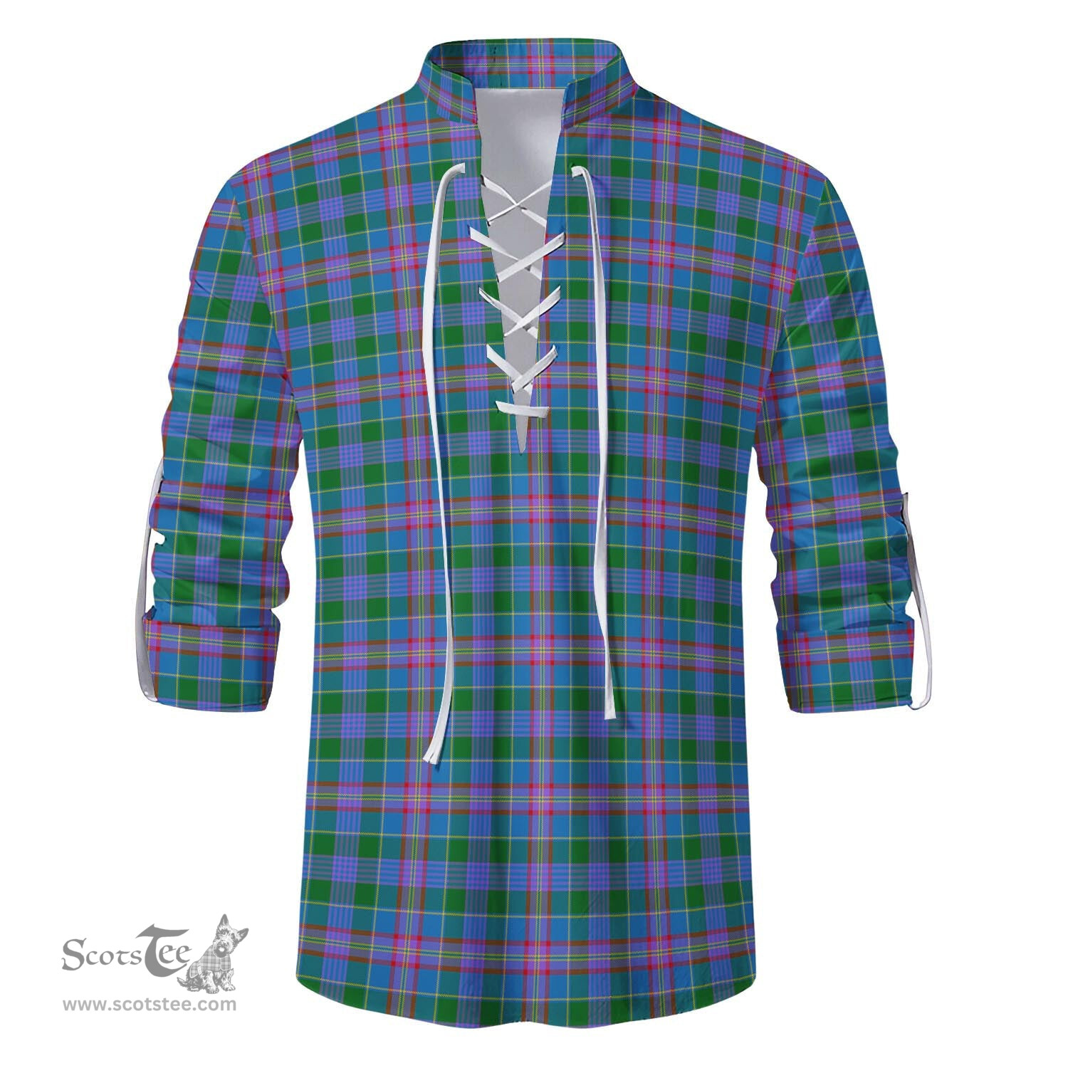 ScotsTee Shop Scottish Ralston Clan Tartan Mens Scottish Jacobite Ghillie Casual Shirt