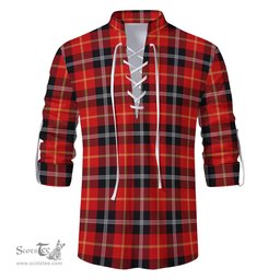 ScotsTee Shop Scottish Majoribanks Clan Tartan Mens Scottish Jacobite Ghillie Casual Shirt