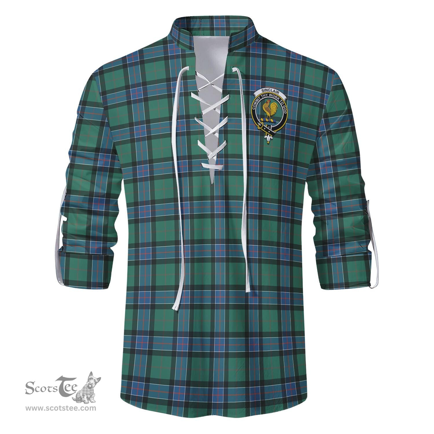 ScotsTee Shop Scottish Sinclair Hunting Ancient Clan Crest Tartan Mens Scottish Jacobite Ghillie Casual Shirt