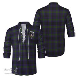 ScotsTee Shop Scottish Lumsden Hunting Clan Crest Tartan Mens Scottish Jacobite Ghillie Casual Shirt
